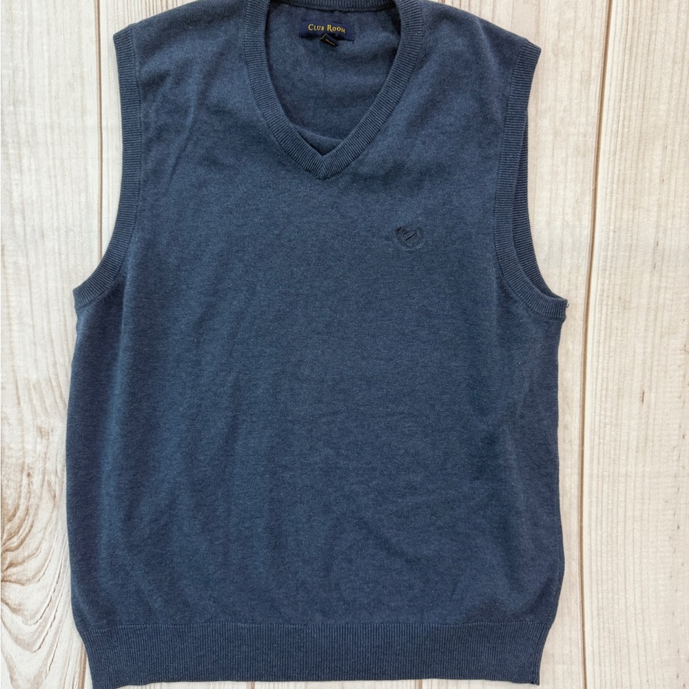 Club Room Men's Blue Sweater Vest  V neck sleeveless Size Medium/ M